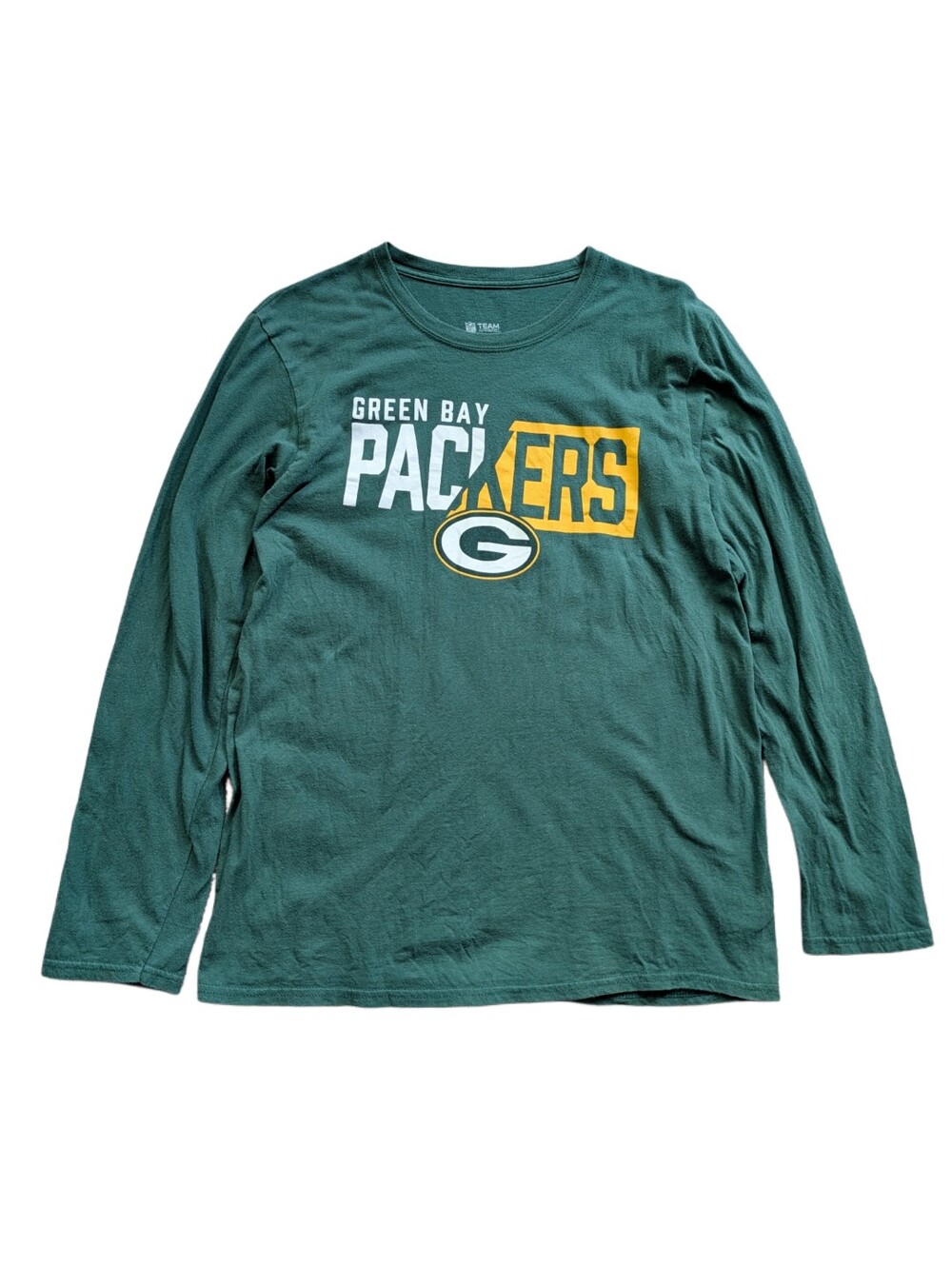 NFL Apparel Green Bay Packers Womens Dark Green Gold Long Sleeve Tee Size Medium